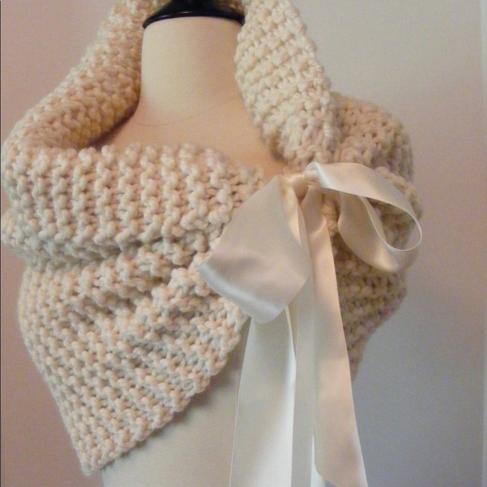 Hand made ivory wedding shawl